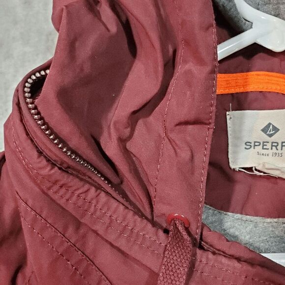 Sperry Vest Womens Small Red Marine Sailing Hideaway Topsider Hooded Full Zipper - Picture 8 of 11